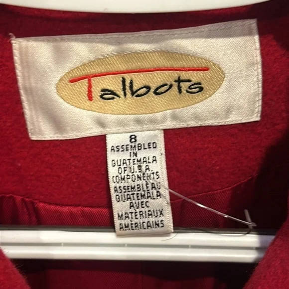 Talbots Red Women’s Coat 100% Wool red Vintage coat size 8 - Picture 3 of 16